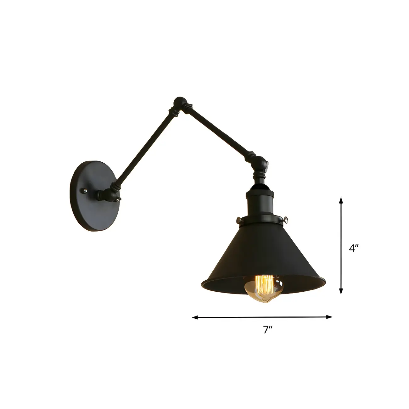 Industrial Metal Black 1-Light Swing Arm Wall Light