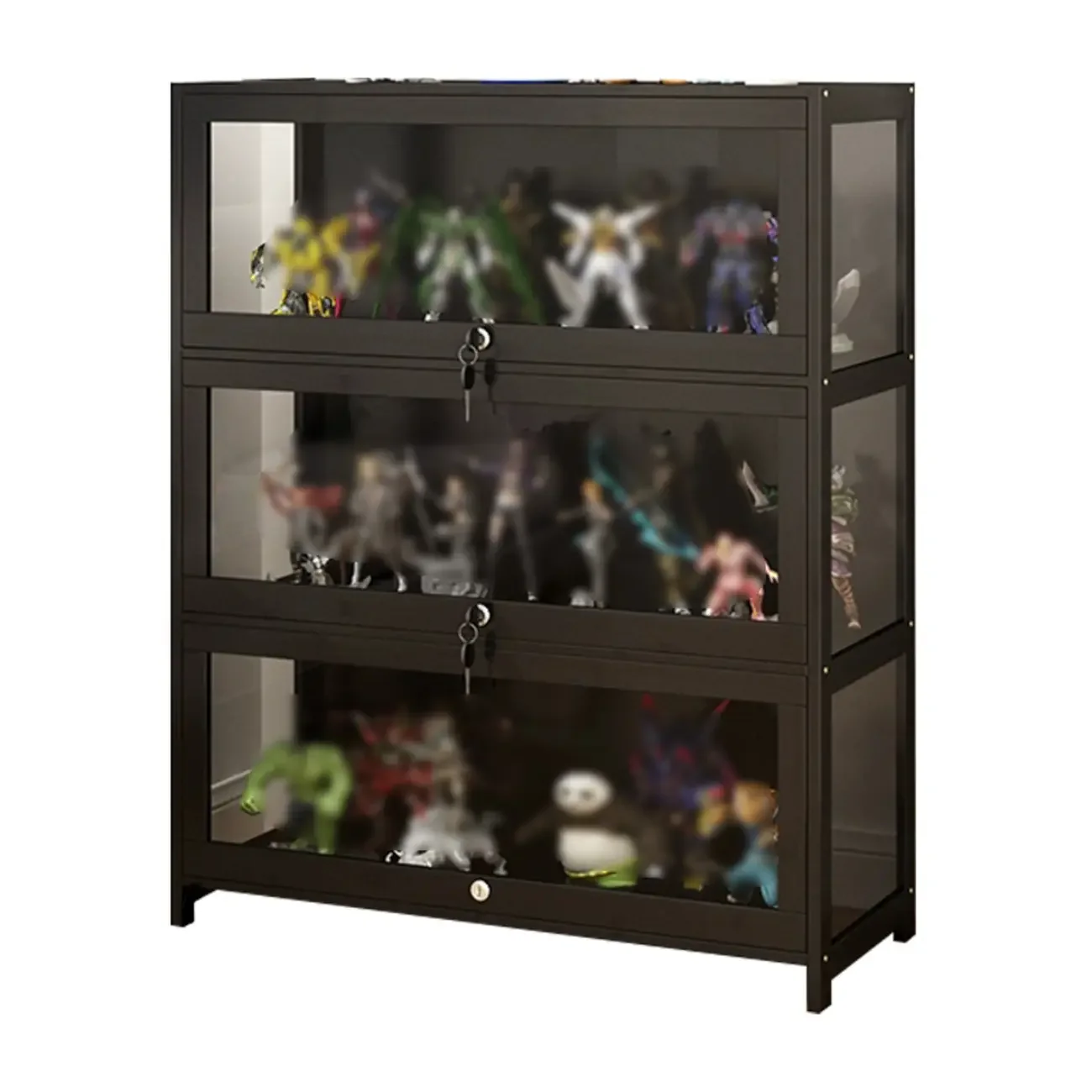 Living Room Modern Black Glass Figurine Display Cabinet