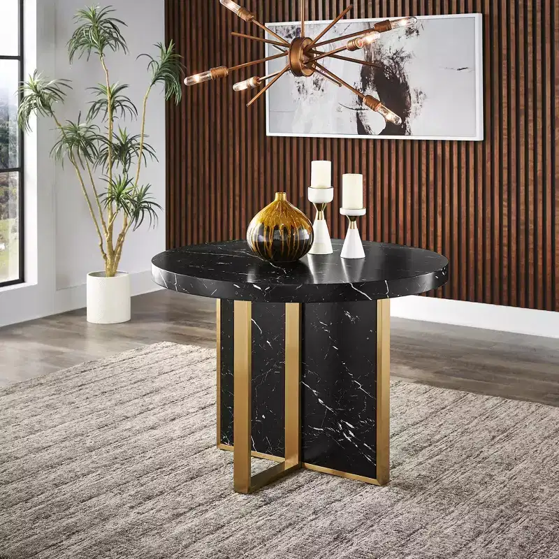 Devoe 43 Wide Faux Marble Round Dining Table - iNSPIRE Q