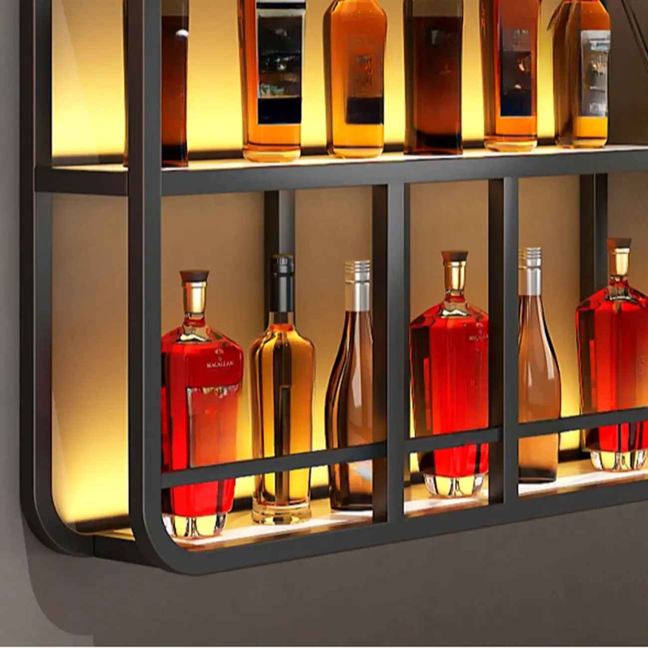 Glam Gold Wall-Mounted Open Wine Bottle Rack