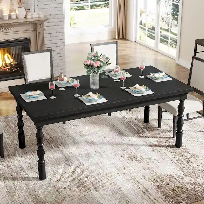 62-Inch Farmhouse Large Rectangle Wood Dining Table