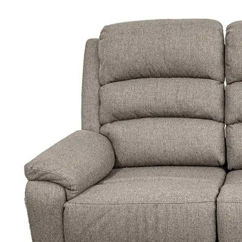 Brown Burlap Manual Recliner Sofa, 3-Seater