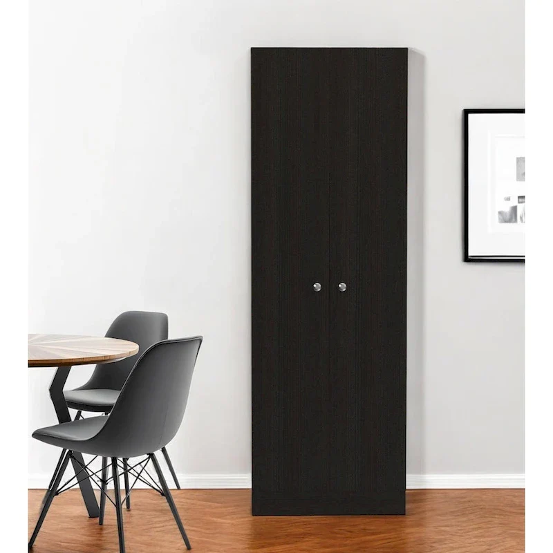 HomeRoots 71 Black Wood Pantry Or Storage Closet - 23.6' X '70.8' X '11.8