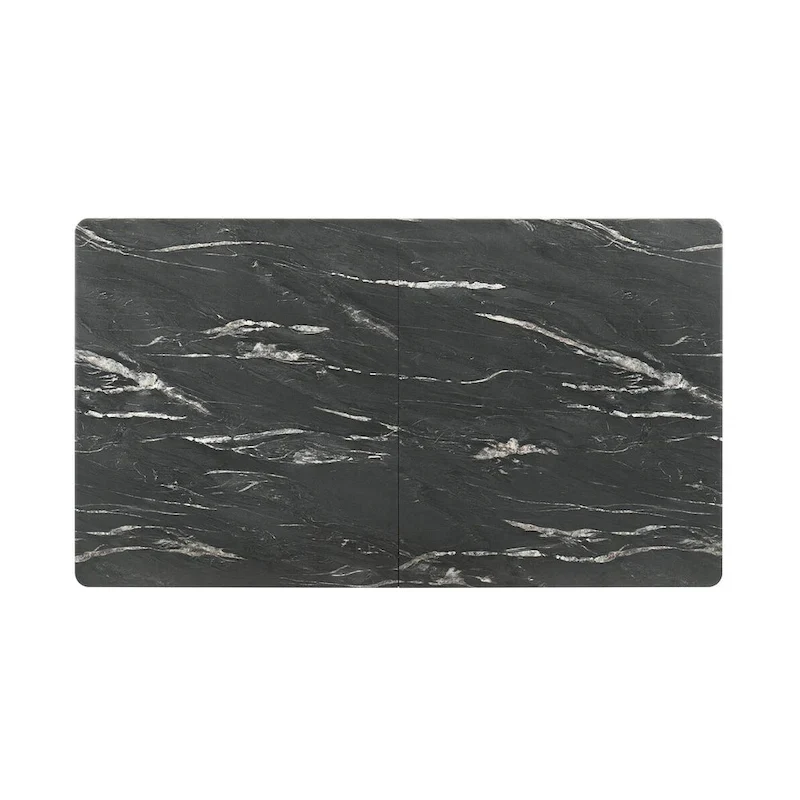 Rectangular Dining Table with Extension Leaf and Faux Marble Finish Top