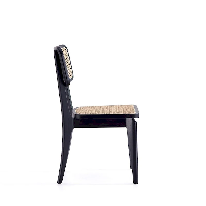 Giverny Dining Chair in Black and Natural Cane - Set of 2