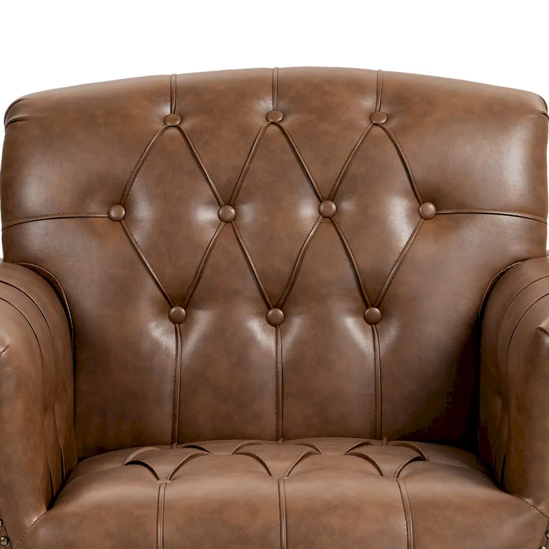 Tufted Vegan Leather Accent Chair Upholstered Armchair