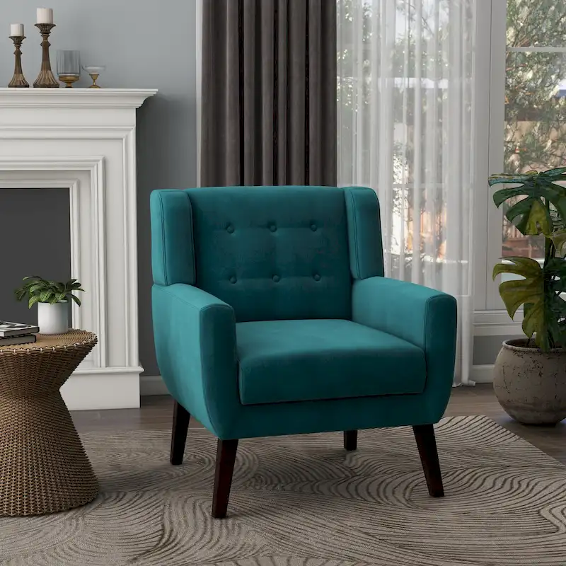 Velvet Upholstered Armchair Tufted Accent Chair