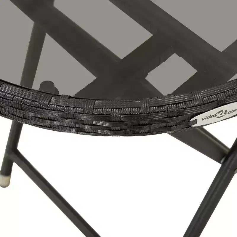 vidaXL Patio Bistro Set Bistro Table 3 Piece Poly Rattan and Tempered Glass