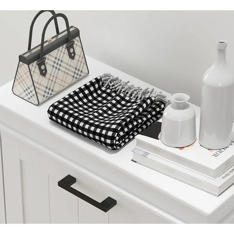 Black Shoe Cabinet with 3 Flip Drawers - 15 Pair Capacity