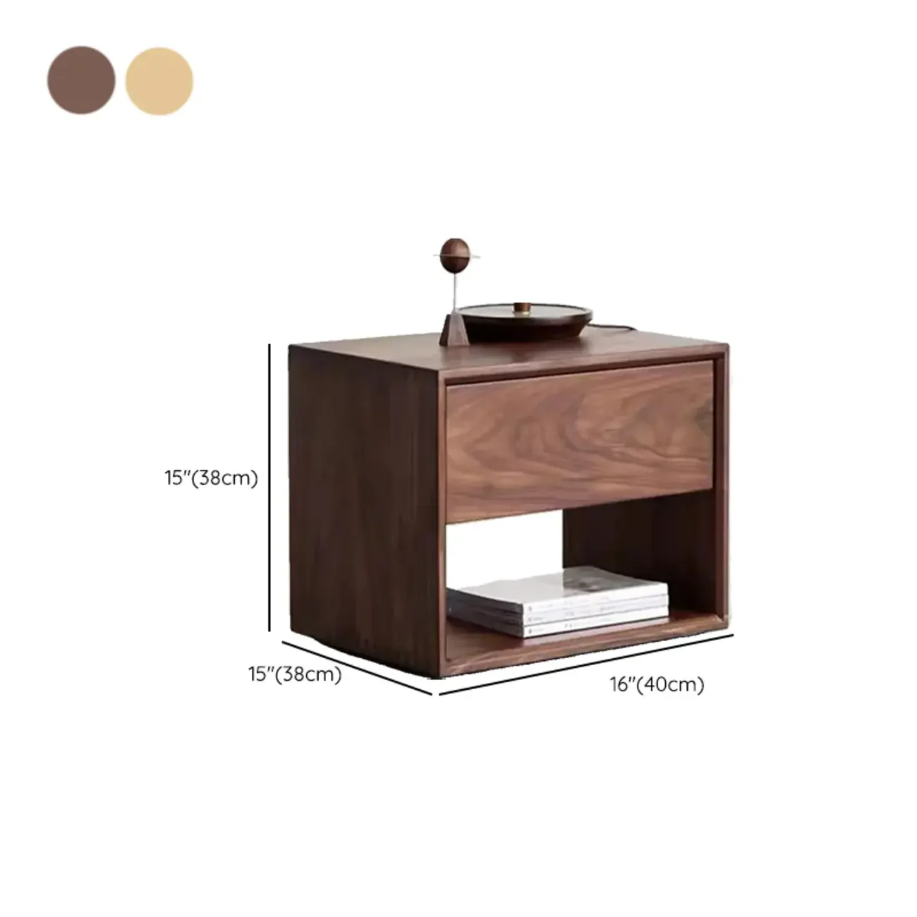 Mid-Century Modern Solid Wood Nightstand with Drawer