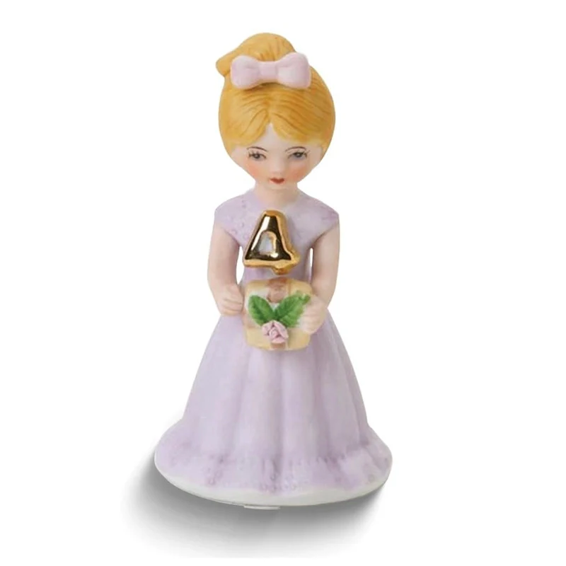 Growing Up Birthday Girls Blonde Age 4 Porcelain Bisque Figurine - 2.4  x 4.7