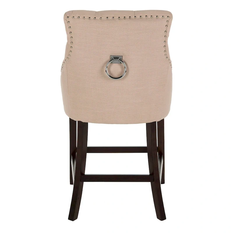 SAFAVIEH Dottie 26-inch Tufted Wing Back Counter Stool - Grey / Espresso (Set of 2) - 22.5  x 25  x 41  - 22.5  x 25  x 41