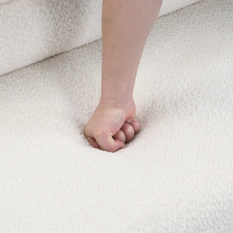 Boucle Fabric Dining Bench - Rubber Wood Legs