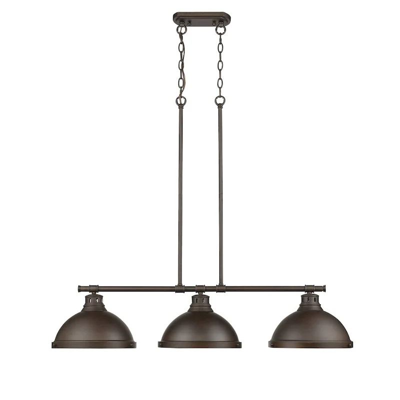 Golden Lighting Duncan Bronze Metal/ Glass 3-light Linear Pendant Fixture