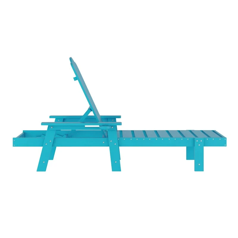 Set of 2 All-Weather Commercial Adjustable Lounge Chairs with Cupholders