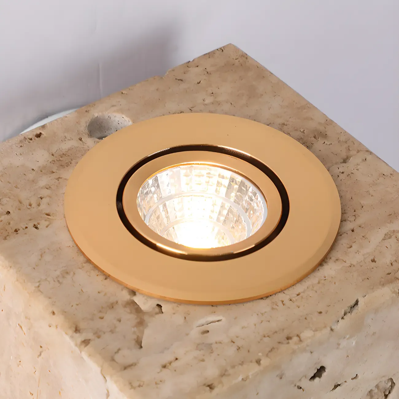 Modern Stone Beige Cube with Globe Wall Sconce