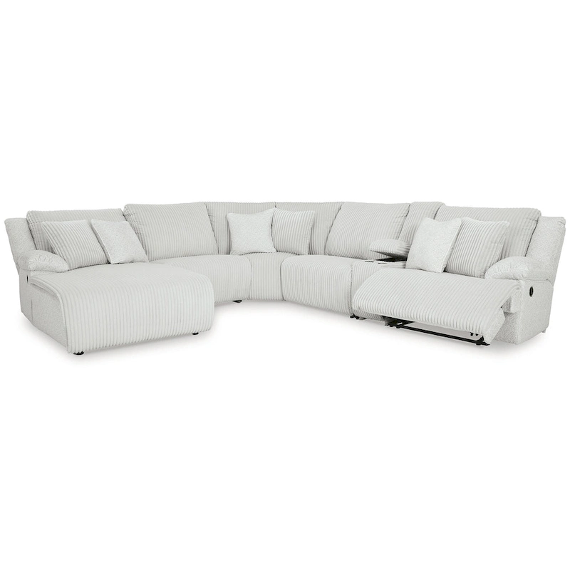 Signature Design by Ashley Top Tier Light Gray 6-Piece Reclining Sectional with Chaise - 149.5W x 132.5D x 40H