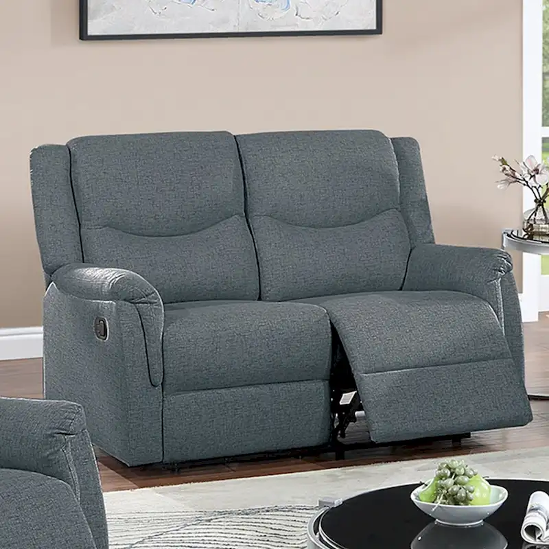 Burlap-Like-Fabric Upholstered Manual Motion Reclining Loveseat