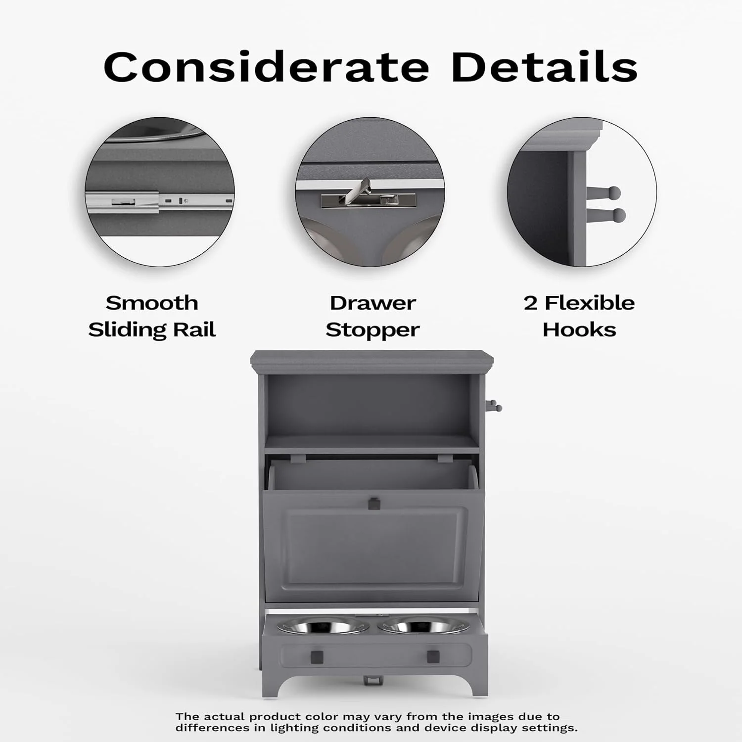 Roomfitters Dog Feeding Station with 2 Elevated Dog Bowls, Tilt Out Pet Feeding Cabinet Station