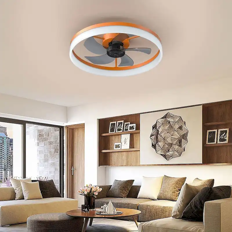 Modern Dimmable LED Recessed Mount Ceiling Fan Light with Remote Control