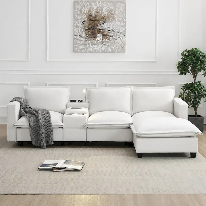 Modular Cloud Sofa with Reading Light, Charging Socket & Cup Holder