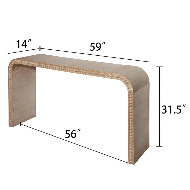 59 Entryway Table, Curved Waterfall-style Table,Console Table with Wood Beads