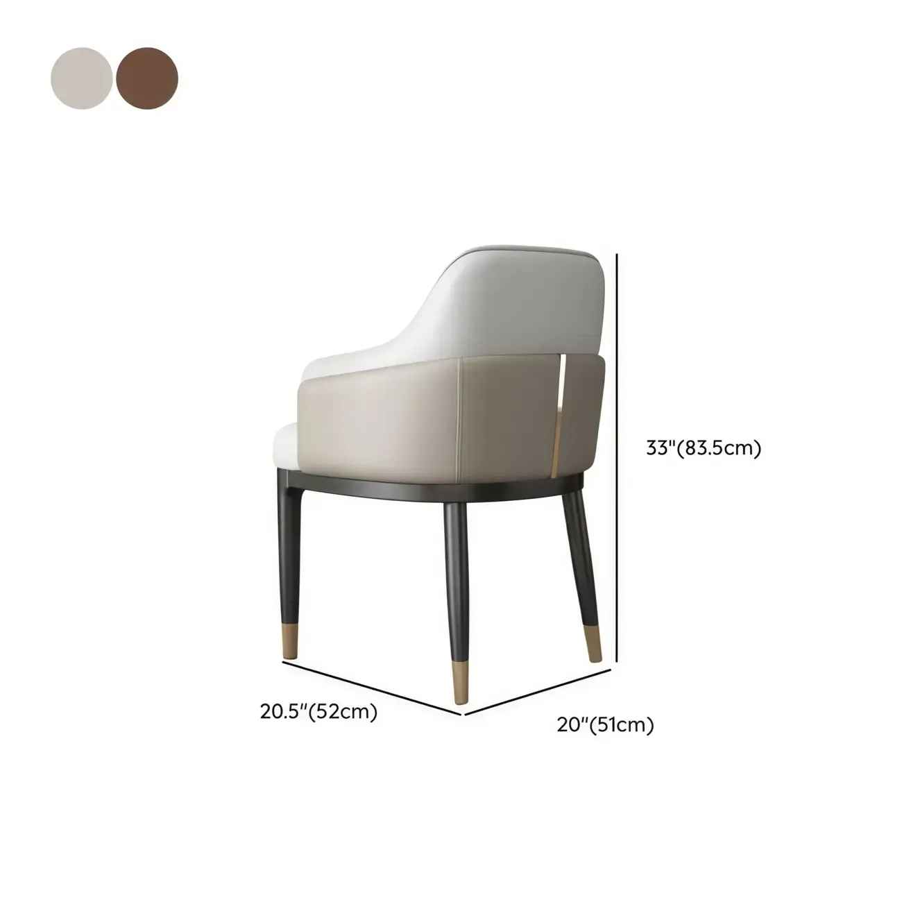 Modern Genuine Leather Sloped Arms Low Back Dining Chair