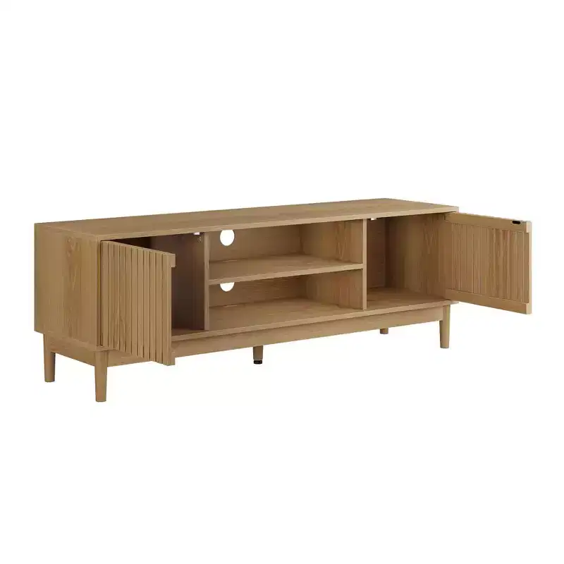 GDFStudio Rajesh Modern Wooden 55 TV Stand with Open Shelves and Cable Hole