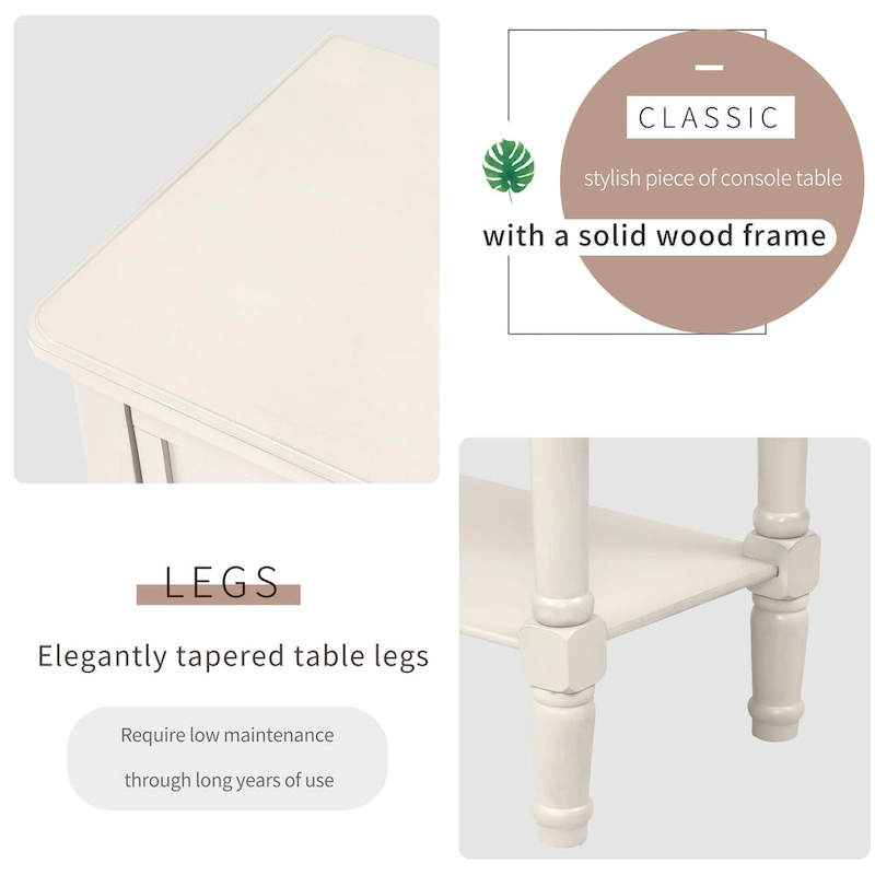 Narrow Console Table Slim Sofa Table with 3 Drawers and Bottom Shelf