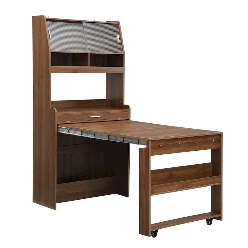 Cupboard Buffet with Hutch & Foldable Dining Table