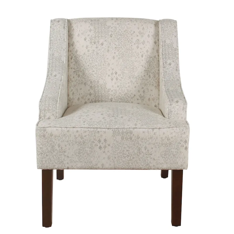Cream/ Gray Vintage Stencil Accent Chair