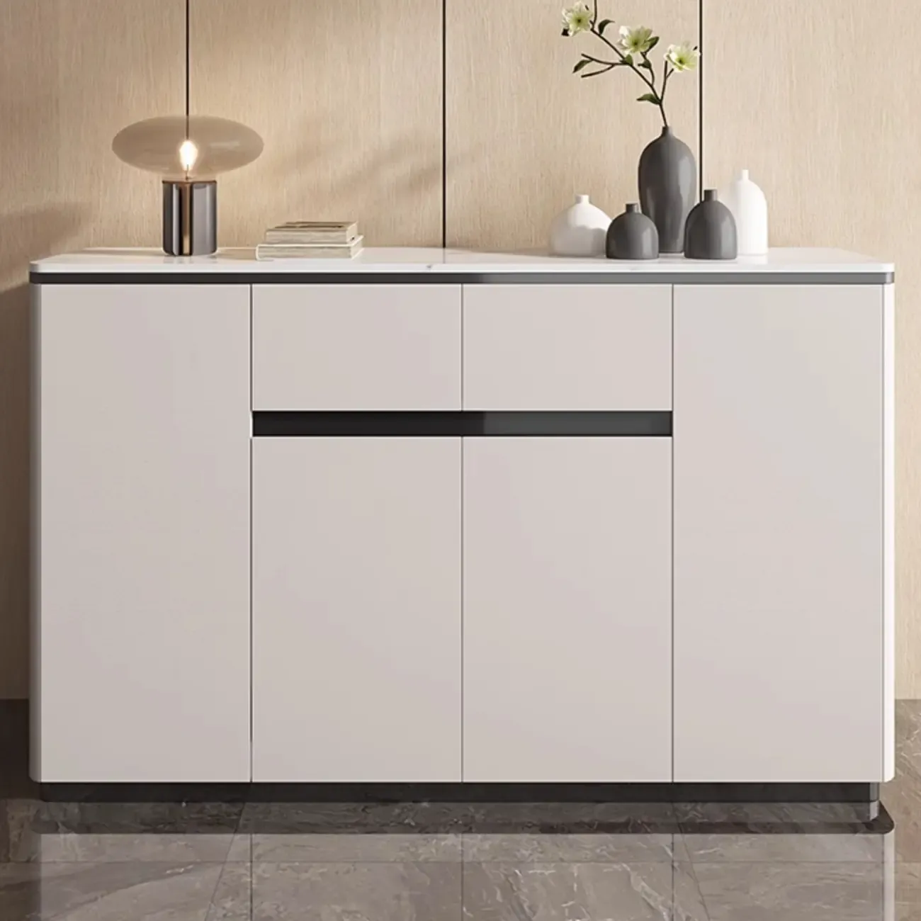 Modern Grey Sideboard with Sintered Stone Top