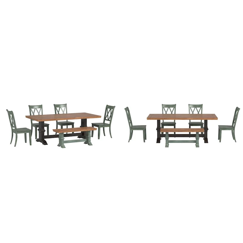 Ronda 78.7 Rectangular Solid Wood Top Dining Set with X-Back Chairs