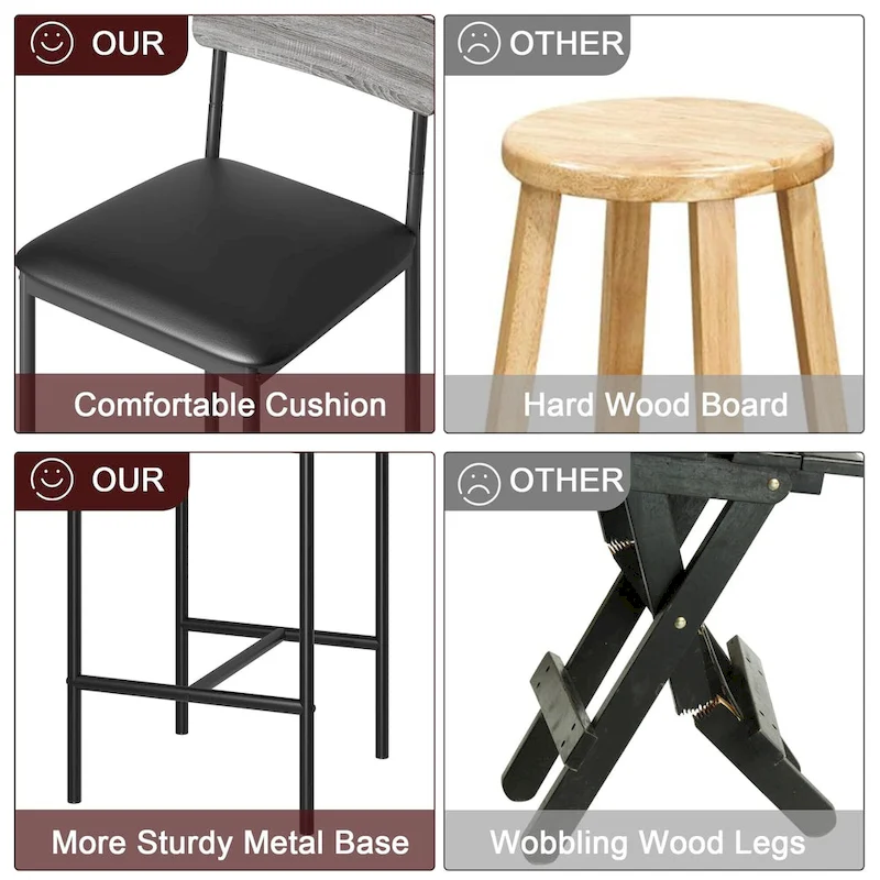 Bar Stools Set of 4, Kitchen Bar Stools with Footrest