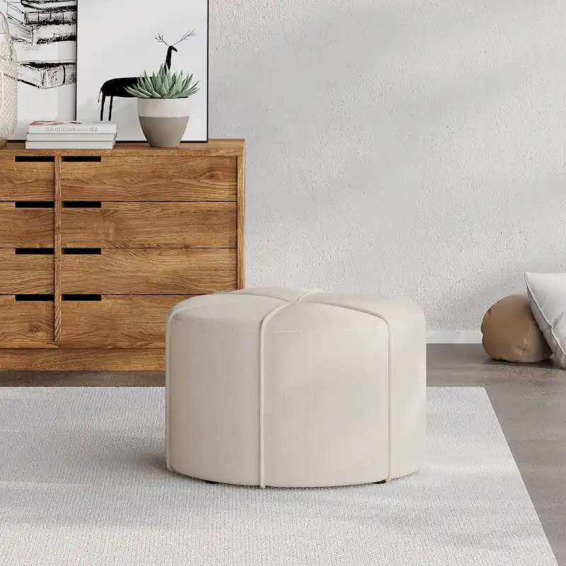Birdsong cushioned round footstool