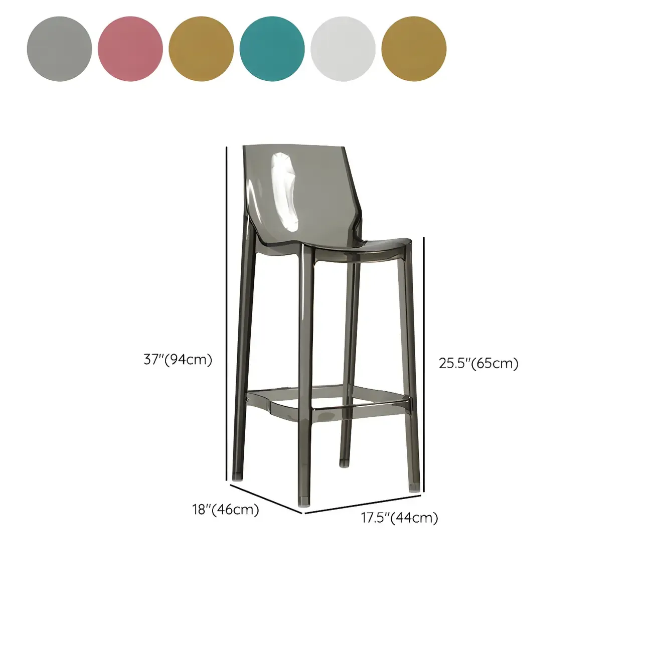 Modern Acrylic Vibrant Durable Colourful Sleek Bar Stool