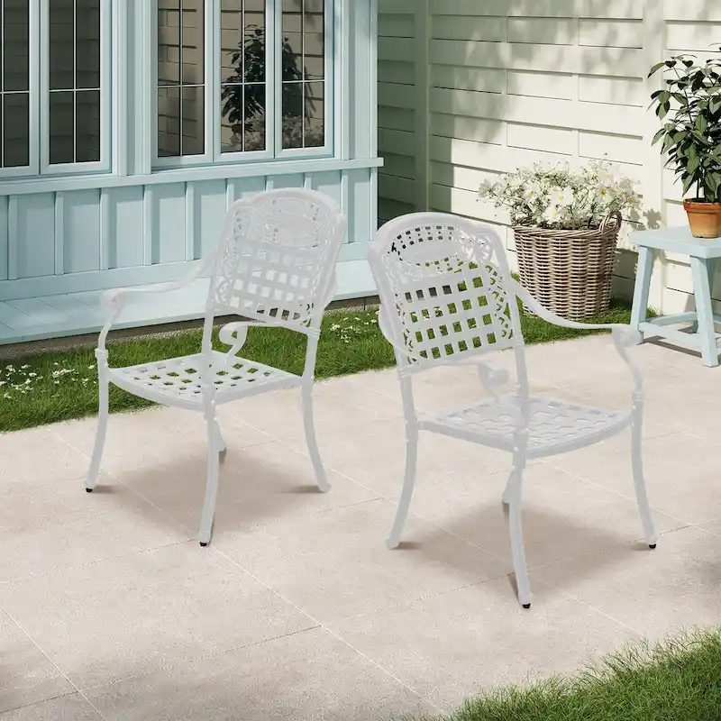 Clihome Cast Aluminum Patio Dining Chairs (Set of 2)