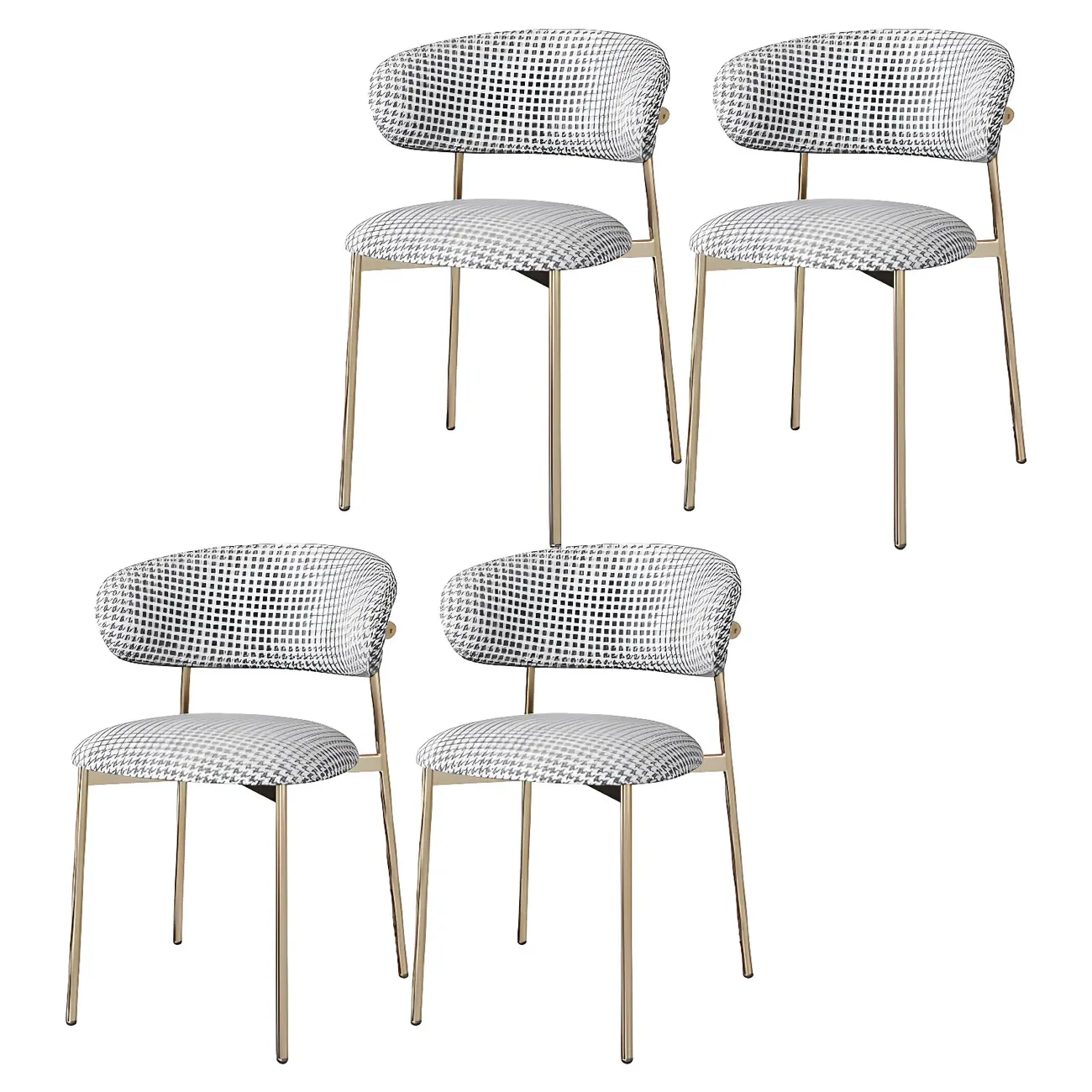 Scandinavian Velvet Upholstered Dining Room Chairs Set of 4