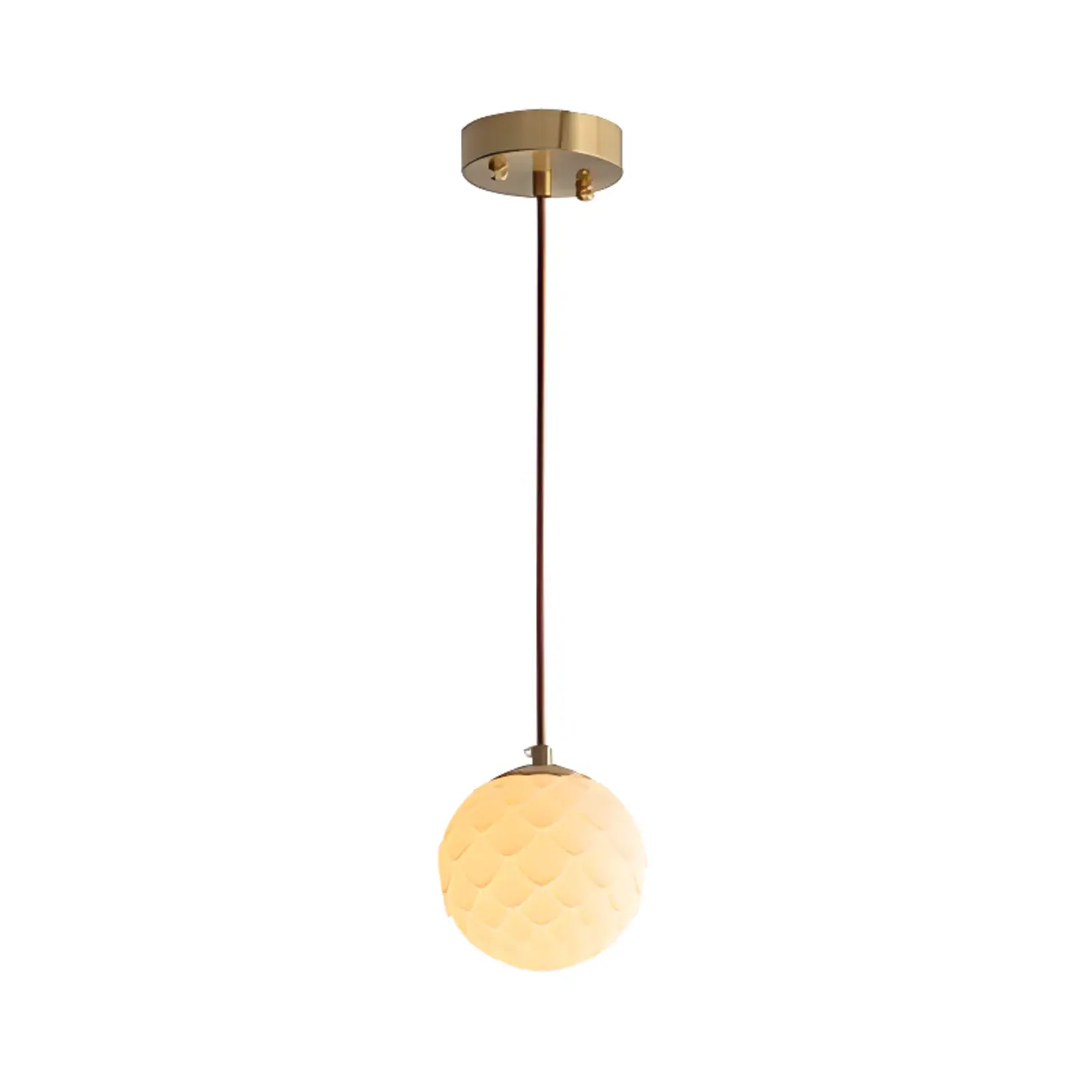 Modern Gold Metal Ribbed White Ceramic Pendant Light