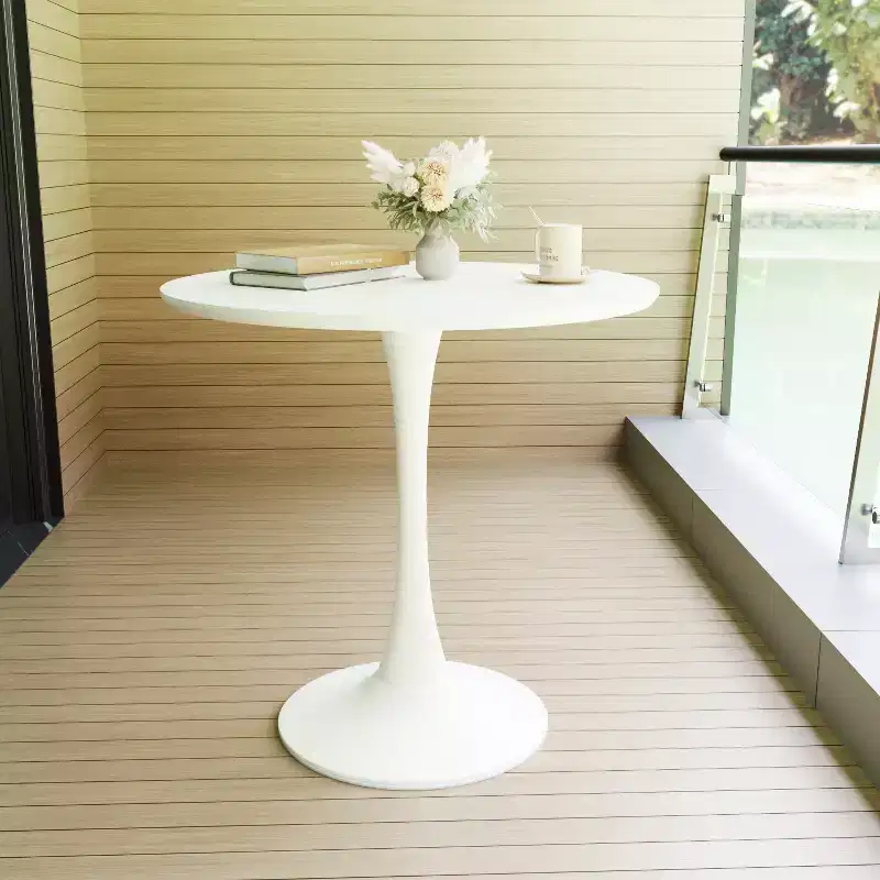 Fun little toys brand 31.5 White Round Dining Table, Tulip Table Kitchen Dining Table 2-4 People with MDF Table Top & Pedestal Base