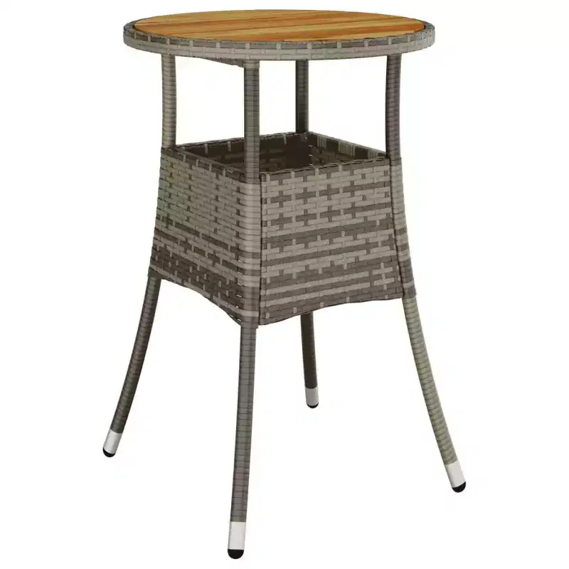 vidaXL Dinner Table Round Garden Dining Table Acacia Wood and Poly Rattan