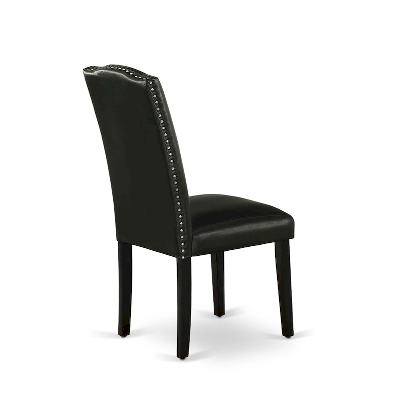 East West Furniture Dining Set-a Dining Table & Black Parson Chairs, Wire brushed Black.(Upholstered & Pieces Options)