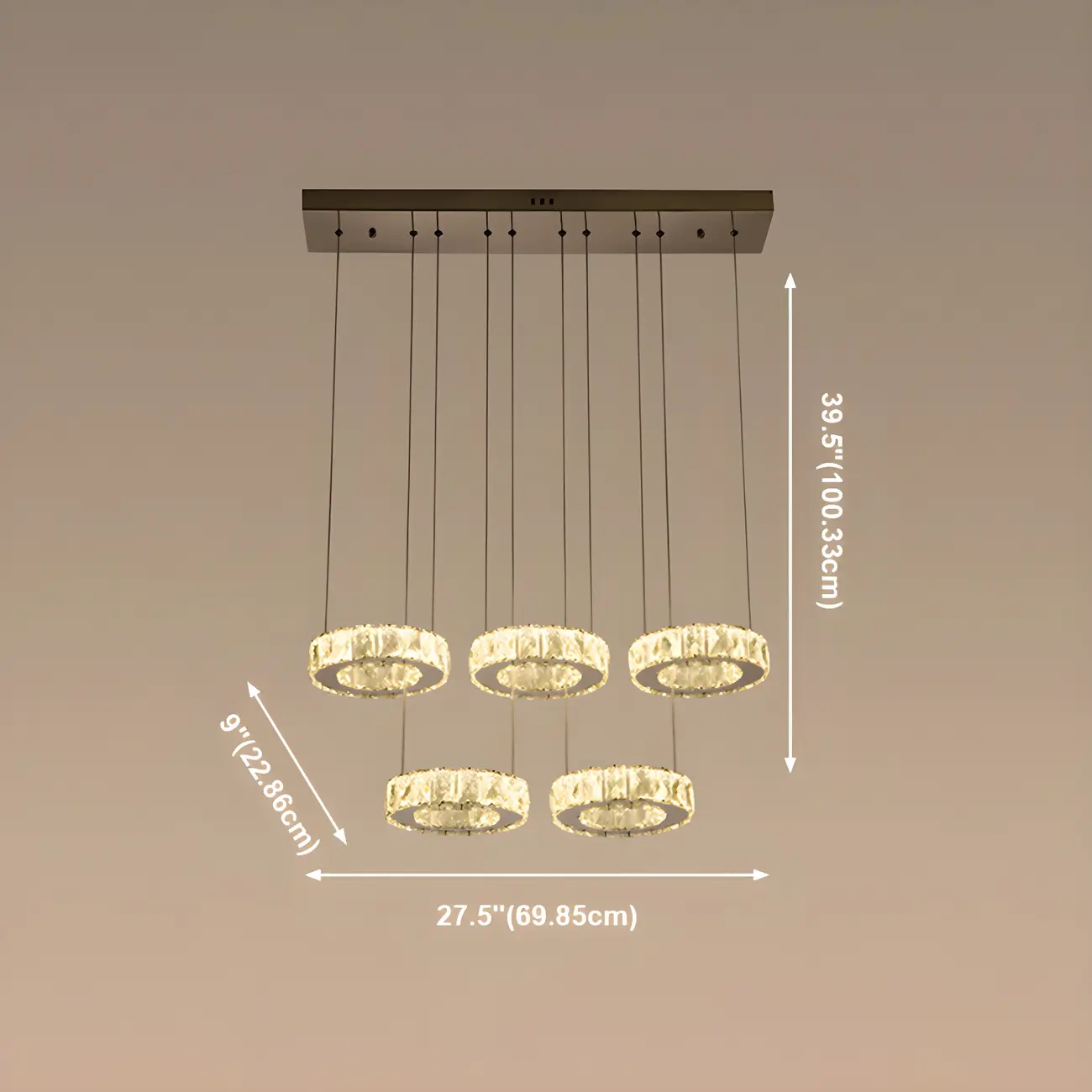 Elegant Crystal LED Kitchen Pendant Light with Remote