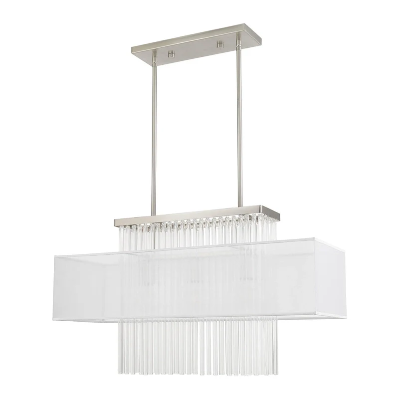 Livex Lighting 3-Light Linear Chandelier, 41143-91 - 30 L x 10 W x 26 -55 Adj. H