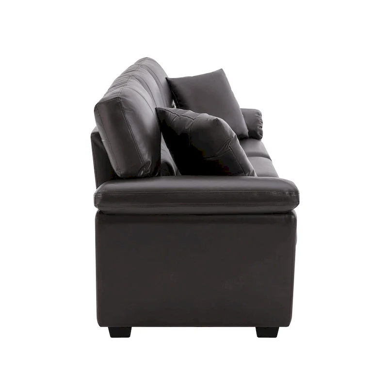 Upholstered Living Room Set, 4 Pieces - Faux Leather Chair, Loveseat, sofa with Ottoman