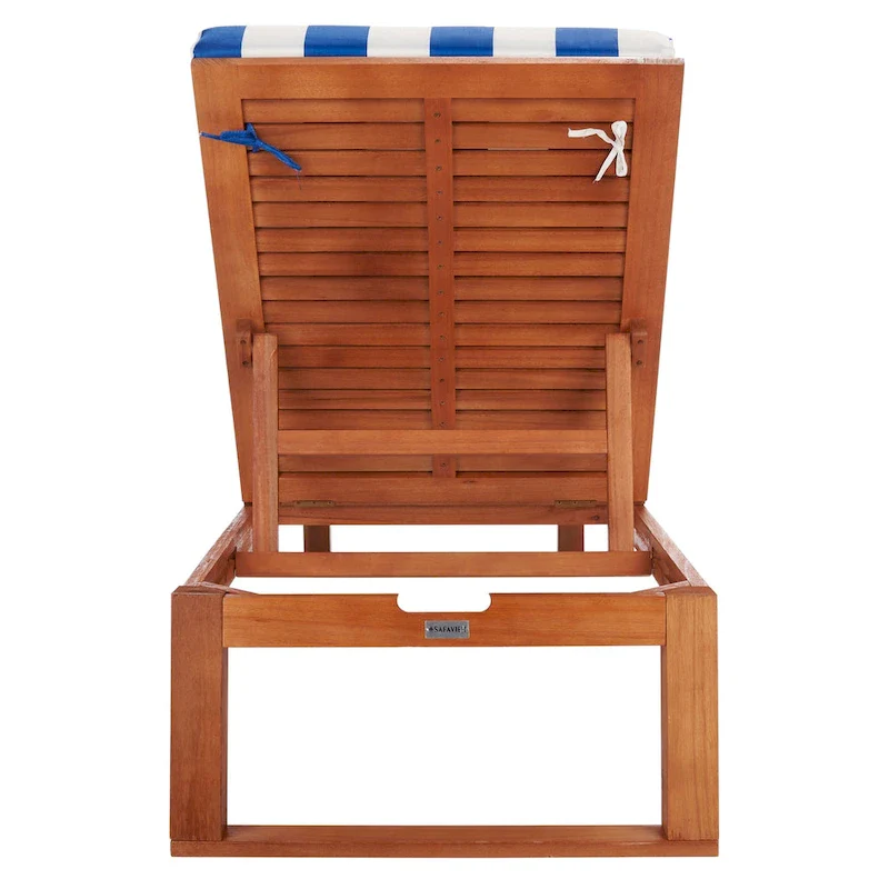 SAFAVIEH Outdoor Living Solano Brown/ Navy Sunlounger - 25W x 81D x 37H