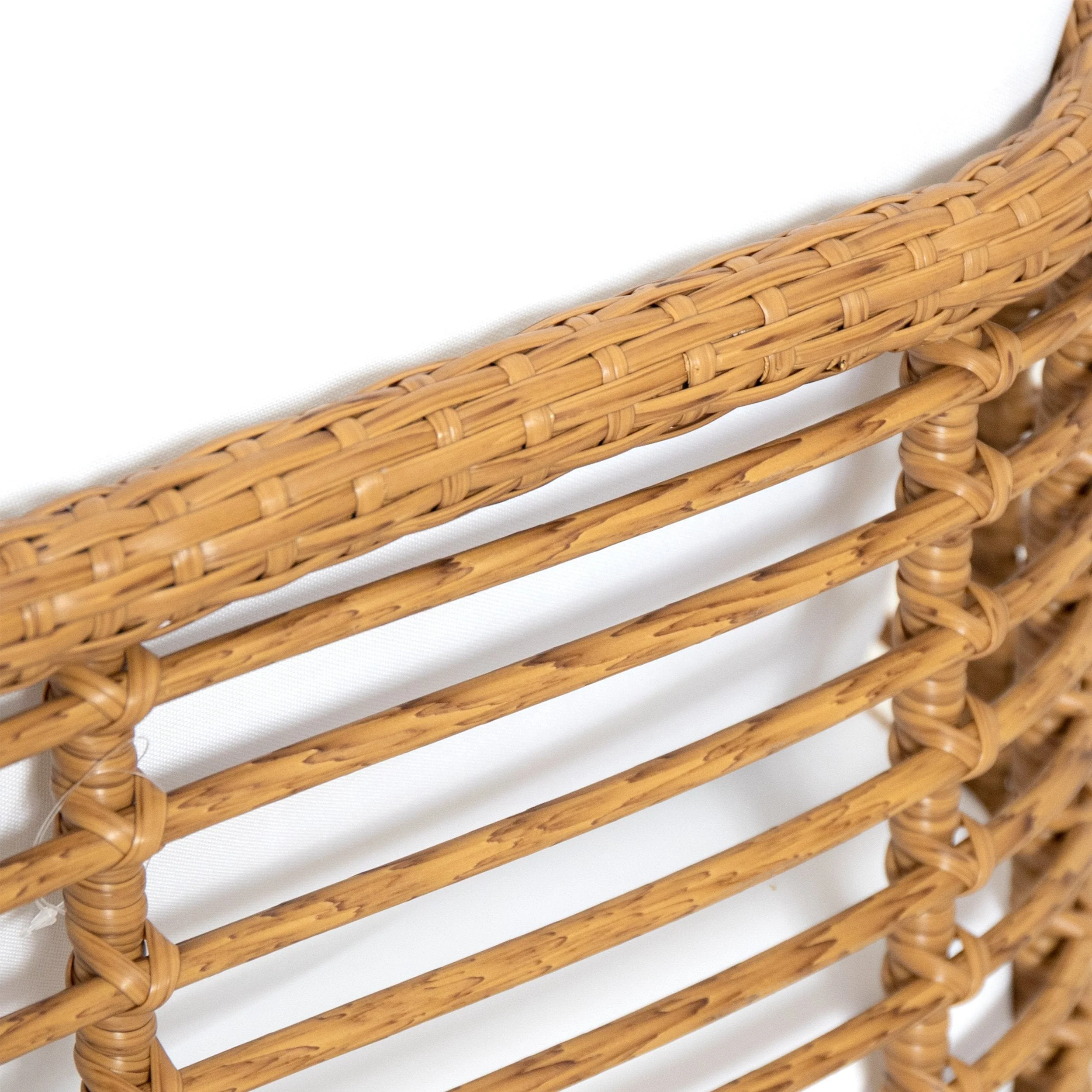 Outdoor Wicker Club Chair with Water Resistant Cushion, Light Brown and White - NH200513