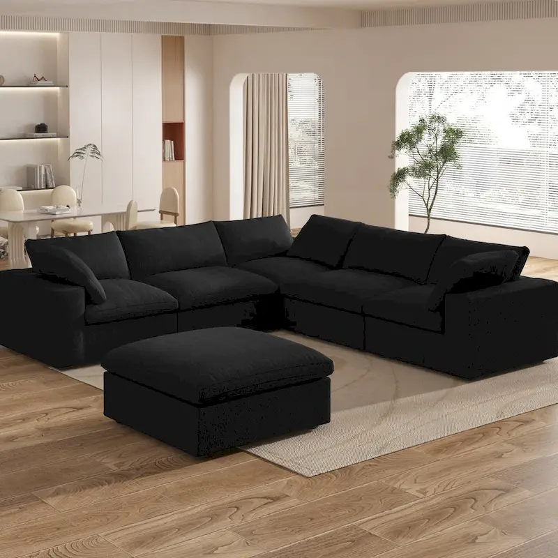 Widen Down Filled 5-Piece Sectional and Ottoman