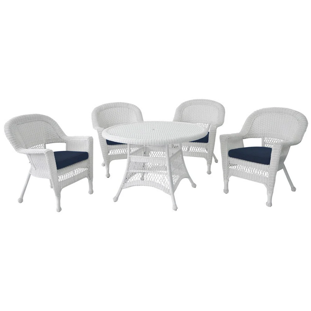 5-piece White Resin Wicker Dining Set