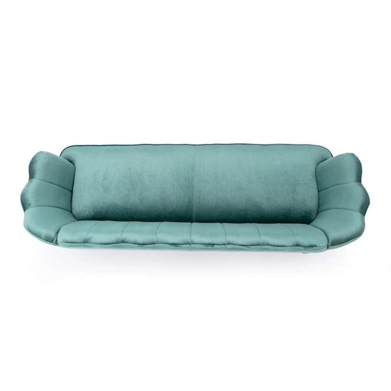 Velvet Channel Stitched 3-seater Sofa with Metal Legs